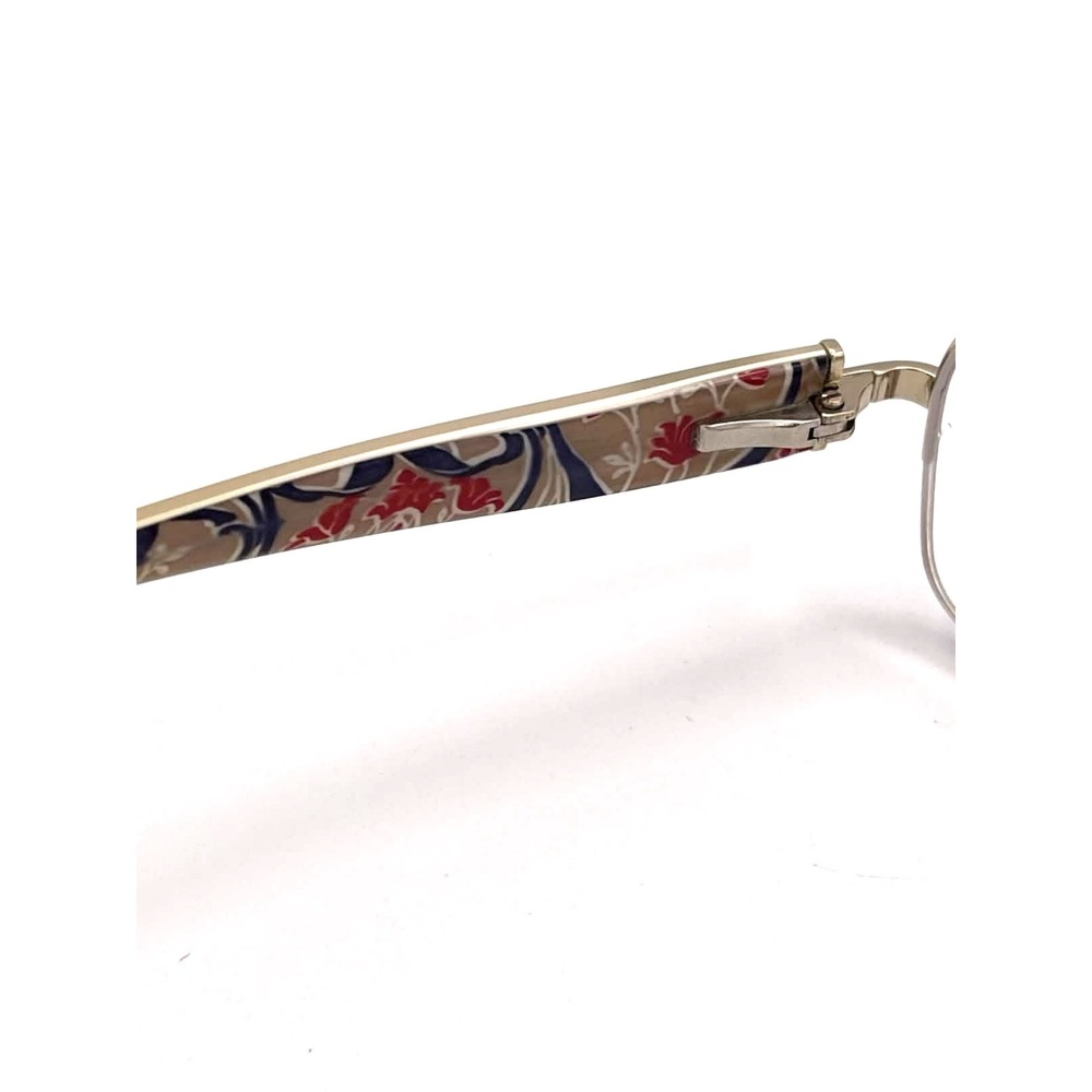 Prada Gold Half Rim Rectangular Glasses Floral Temples VPR52N 53 18 135 w/case - Picture 5 of 10